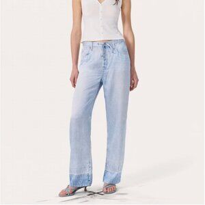 Rag & Bone silky flowy satin denim modern high rise Pants Medium Miramar Phoebe